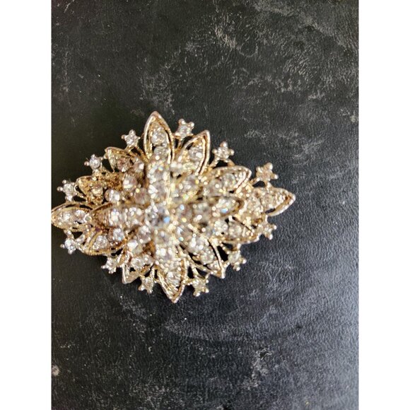 Diamond Shape Rhinestone Vintage Brooch Accent for Black Dress - Picture 4 of 10